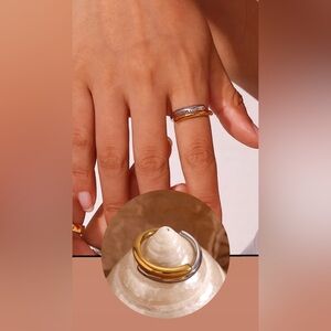 Gold Plated Double Layer Cross Open Ring